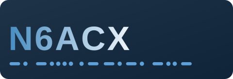 Concept 4 -- Morse Underline: wordmark with an underline spelling N6ACX in actual Morse code